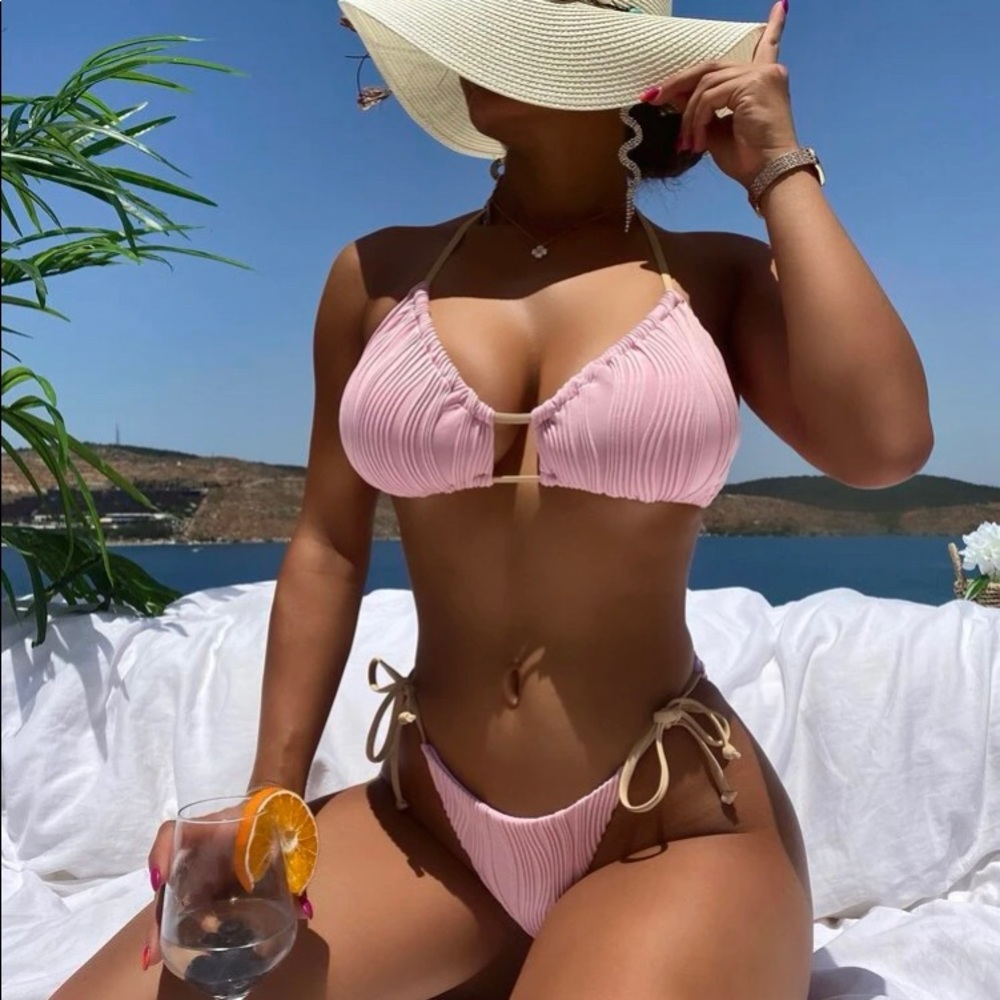 Shein halter top & side tie bottoms bikini set.
